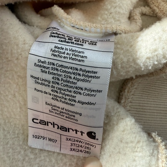 Carhartt Women's Relaxed Fit Midweight Logo Sleeve Graphic Hoodie 3XL Ivory - Picture 8 of 9